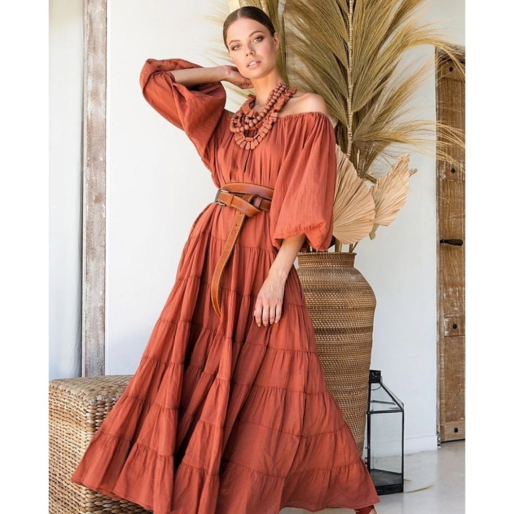 Erika Pena x Anthropologie Brielle Bohohemian Tiered Voile Cotton Maxi D… - Picture 9 of 9